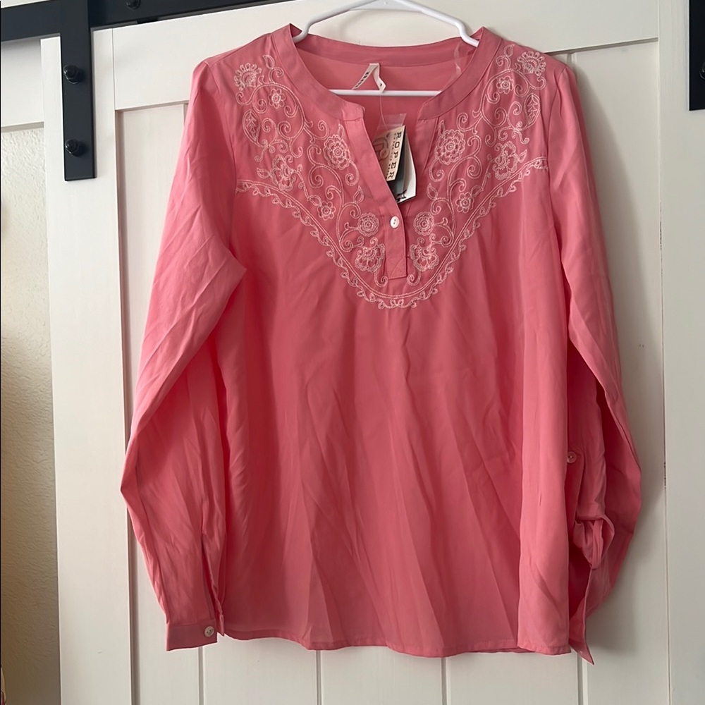 Roper Elegant Pink Embroidered Women's Top Cowgirl Country Western